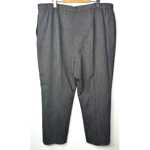 VTG Karolyne Petite Wool Herringbone Wide Leg Dress Pants Women 22 Gray Lined - Picture 2 of 12